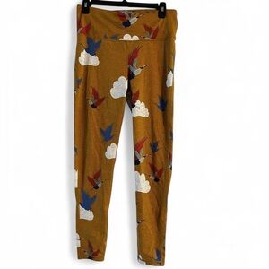 Carly Jean Mustard Cloud & Bird Print Leggings